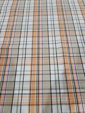 Vintage Orange and Beige Gingham Plaid Cotton Stretch Fabric Sold By A Yard
